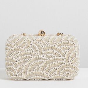 NWT Oliver Bonas DINA DECO PEARL CLUTCH BAG